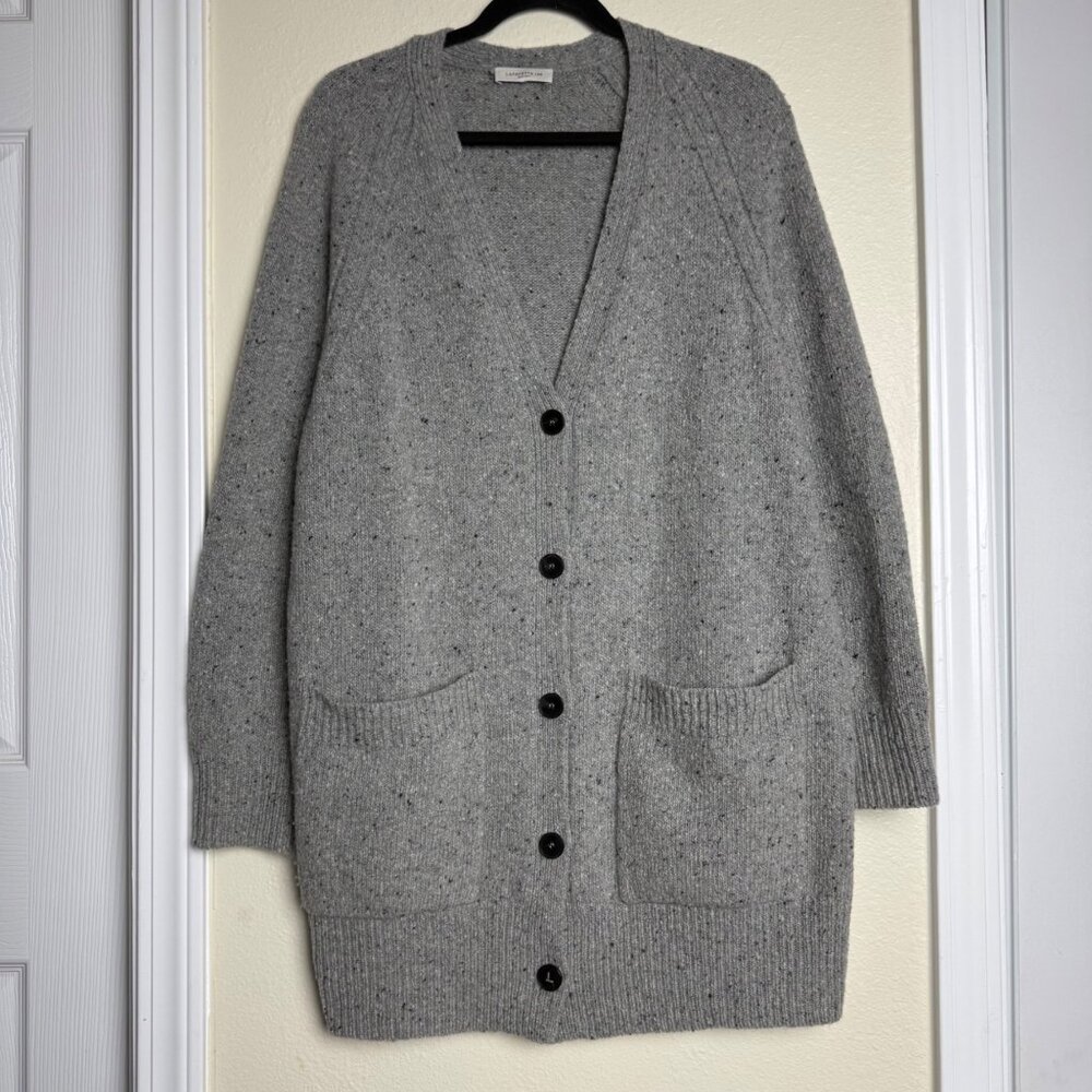 Lafayette 148 Gray Wool/Chashmere Blend Long Cardigan Sweater In Gray Sz L *Note